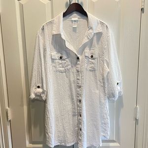 DOTTI Travel Muse Cotton Shirtdress Swim Cover-Up Size 2 XL EUC